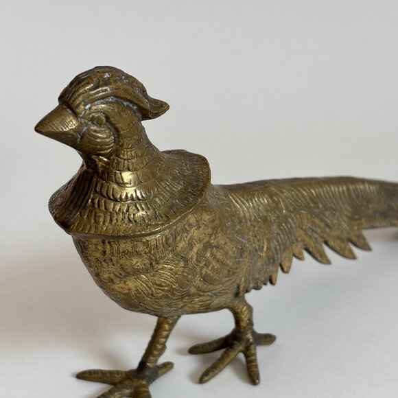 Vintage Brass Pheasant Figurine Large Table Top Decor - Picture 2 of 7